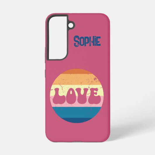 Retro Liefde Typografie Op  Sunset Stripes Samsung Galaxy Hoesje (Achterkant)