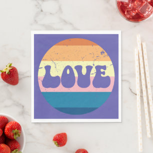 Retro Liefde Typografie Op  Sunset Stripes Servet