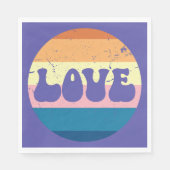 Retro Liefde Typografie Op  Sunset Stripes Servet (Voorkant)