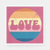 Retro Liefde Typografie Op  Sunset Stripes Servet (Voorkant)