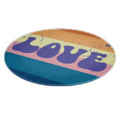 Retro Liefde Typografie Op  Sunset Stripes Snijplank (Hoek)