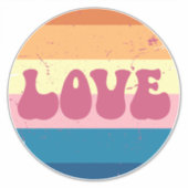Retro Liefde Typografie Op  Sunset Stripes Sticker (Voorkant)