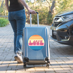 Retro Liefde Typografie Op  Sunset Stripes Sticker