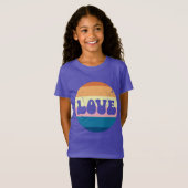Retro Liefde Typografie Op  Sunset Stripes T-shirt (Voorkant volledig)