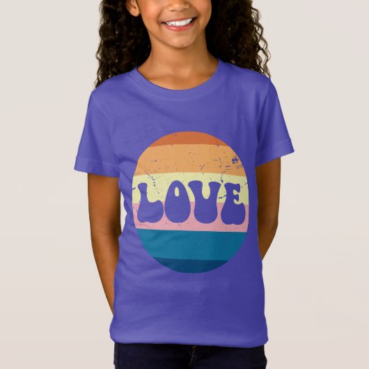Retro Liefde Typografie Op  Sunset Stripes T-shirt (Voorkant)