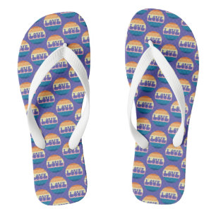 Retro Liefde Typografie Op  Sunset Stripes Teenslippers