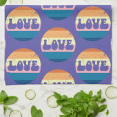 Retro Liefde Typografie Op  Sunset Stripes Theedoek (Gevouwen)