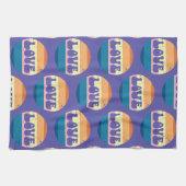 Retro Liefde Typografie Op  Sunset Stripes Theedoek (Horizontaal)