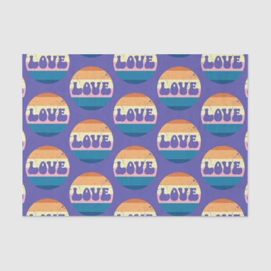 Retro Liefde Typografie Op  Sunset Stripes Tissuepapier (Voorkant)