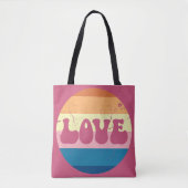 Retro Liefde Typografie Op Sunset Stripes Tote Bag (Voorkant)