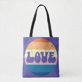 Retro Liefde Typografie Op Sunset Stripes Tote Bag (Voorkant)