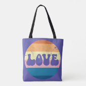 Retro Liefde Typografie Op Sunset Stripes Tote Bag (Achterkant)