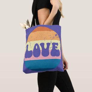 Retro Liefde Typografie Op  Sunset Stripes Tote Bag