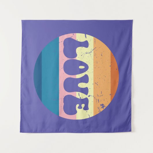 Retro Liefde Typografie Op  Sunset Stripes Wandkleed (Voorkant (horizontaal))