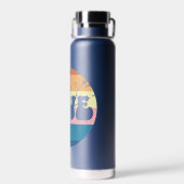 Retro Liefde Typografie Op Sunset Stripes Waterfles (Achterkant)
