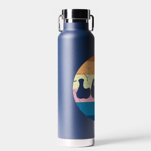 Retro Liefde Typografie Op  Sunset Stripes Waterfles (Voorkant)