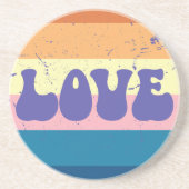 Retro Liefde Typografie Op  Sunset Stripes Zandsteen Onderzetter (Voorkant)
