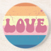 Retro Liefde Typografie Op  Sunset Stripes Zandsteen Onderzetter (Voorkant)