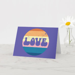 Retro Liefde Typografie Op Vintage Sunset Strepen Kaart