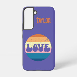 Retro Liefde Typografie Op Vintage Zonsondergang S Samsung Galaxy Hoesje