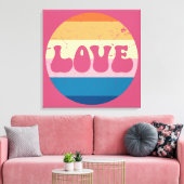 Retro Liefde Typografie Op  Zonsondergang Achtergr Canvas Afdruk (Insitu (Woonkamer))