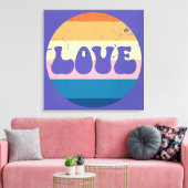 Retro Liefde Typografie Op Zonsondergang Achtergr Canvas Afdruk (Insitu (Woonkamer))