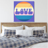 Retro Liefde Typografie Op Zonsondergang Achtergr Canvas Afdruk (Insitu (Slaapkamer))