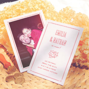 Retro Liefde Verliefd Cupido Foto Spaanse Bruiloft Kaart