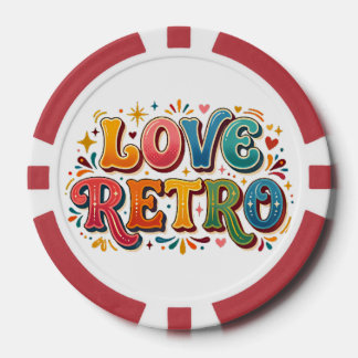 Retro Liefde Vintage Hart & Groovy Esthetische T-S Poker Chips