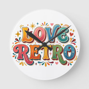 Retro Liefde Vintage Hart & Groovy Esthetische T-S Ronde Klok