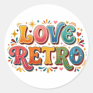 Retro Liefde Vintage Hart & Groovy Esthetische T-S Ronde Sticker