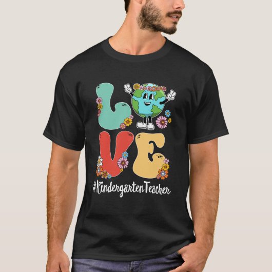 Retro Liefde Wereld Aarde Dag 2023 Kleuterschool T T-shirt (Voorkant)