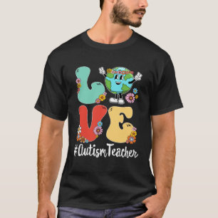 Retro Liefde Wereld Aardedag 2023 Autisme Leraar T-shirt