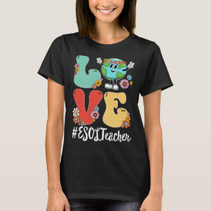 Retro Liefde Wereld Aardedag 2023 ESOL Docent T-shirt