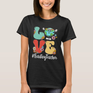 Retro Liefde Wereld Aardedag 2023 Leerkracht Lezen T-shirt