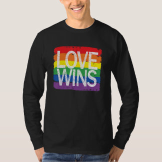 Retro Liefde Win Regenboog Vredesteken Trots Lesbi T-shirt