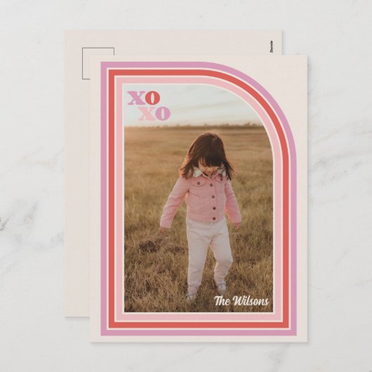 Retro Liefde XOXO Valentijnsdag Foto Briefkaart (Voorkant / Achterkant)