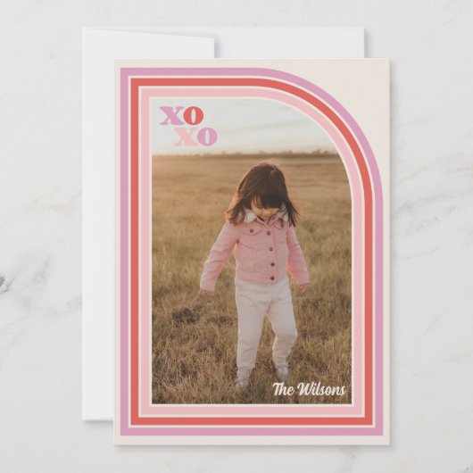 Retro Liefde XOXO Valentijnsdag Fotokaart Feestdagenkaart (Voorkant)