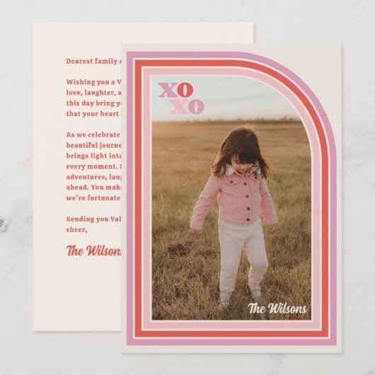 Retro Liefde XOXO Valentijnsdag Fotokaart Feestdagenkaart (Voorkant / Achterkant)