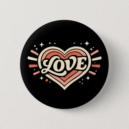 Retro Liefdeshart Valentijn Klassieker Ronde Button 5,7 Cm (Voorkant)