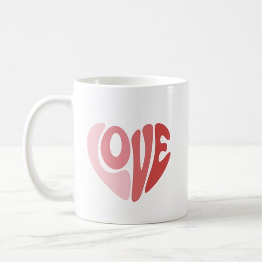 Retro Liefdeshart Valentijn Typografie Koffiemok (Links)