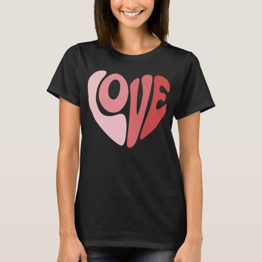 Retro Liefdeshart Valentijn Typografie T-shirt (Voorkant)