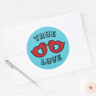 Retro-liefdesvogelsstickers ronde sticker