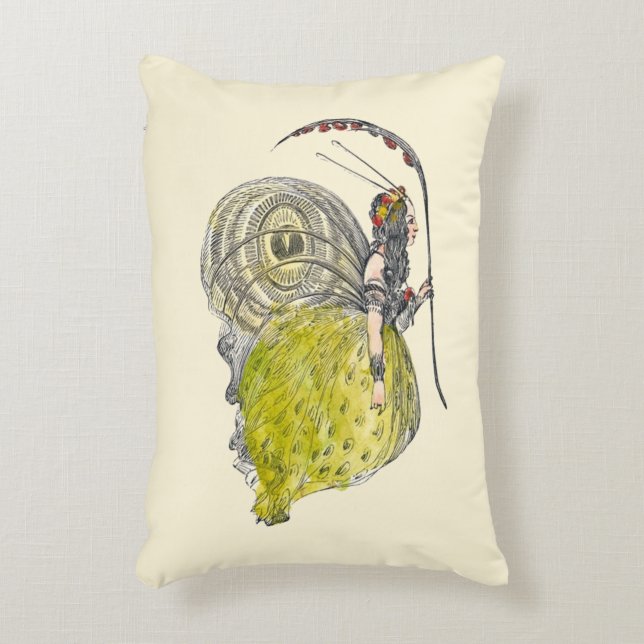 Retro Lieve Fantasy Vlinder Fee met Vleugels Accent Kussen (Voorkant(Verticaal))