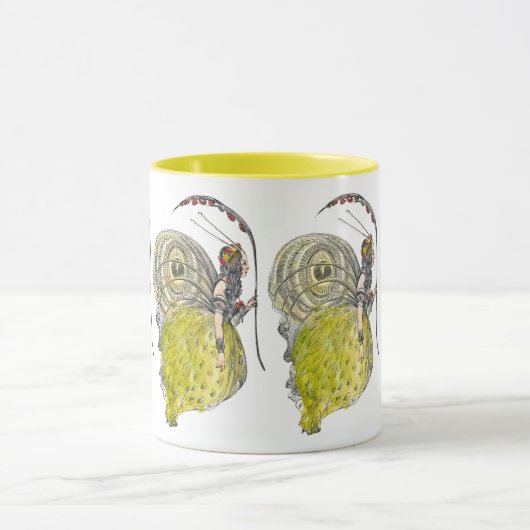 Retro Lieve Fantasy Vlinder Fee met Vleugels Mok (Midden)