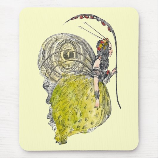 Retro Lieve Fantasy Vlinder Fee met Vleugels Muismat (Voorkant)