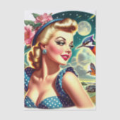Retro Lieve Kitsch Pin-up Tissuepapier (Voorkant)