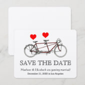 Retro Lieve Tandem Fiets Trouw Save The Date Kaart (Voorkant / Achterkant)