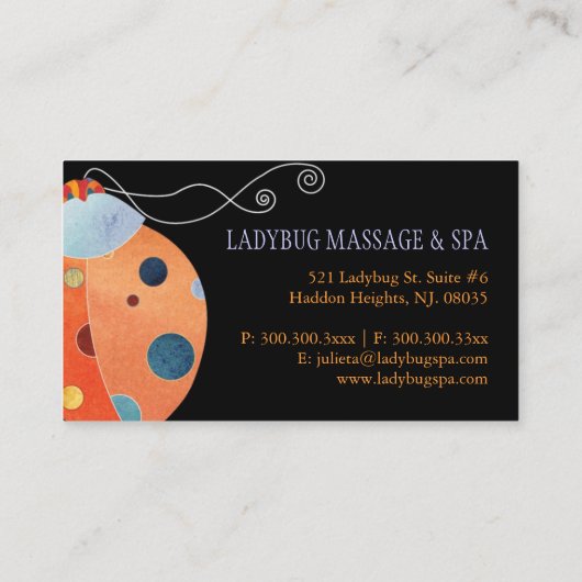 Retro lieveheersbeestje uniek monogram visitekaartje (Achterkant)