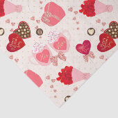 Retro Lieverd Valentijnsdag Chocolate Hearts Tissuepapier (Detail)